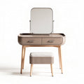 Coiffeuse moderne en bois avec miroir et pouf rembourré 90 x 40 x 75cm