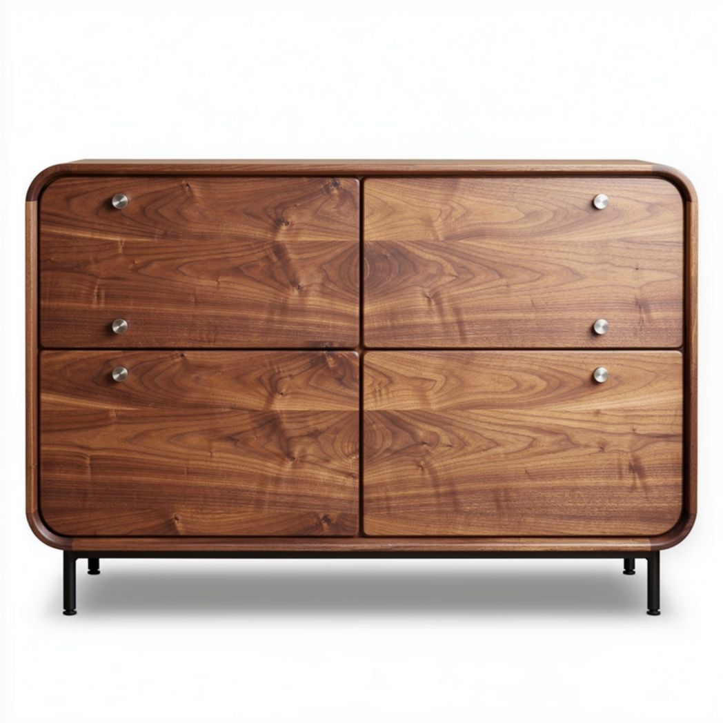 Buffet en bois massif de noyer avec quatre tiroirs dimensions 120 x 60 x 80cm