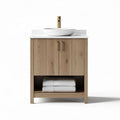 Meuble de salle de bain en bois naturel avec lavabo en céramique 60 x 45 x 85cm