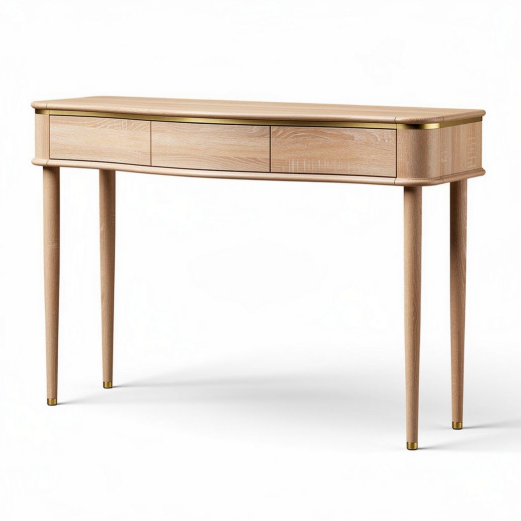 Table console en bois de chêne clair avec tiroirs dimensions 120 x 40 x 75cm