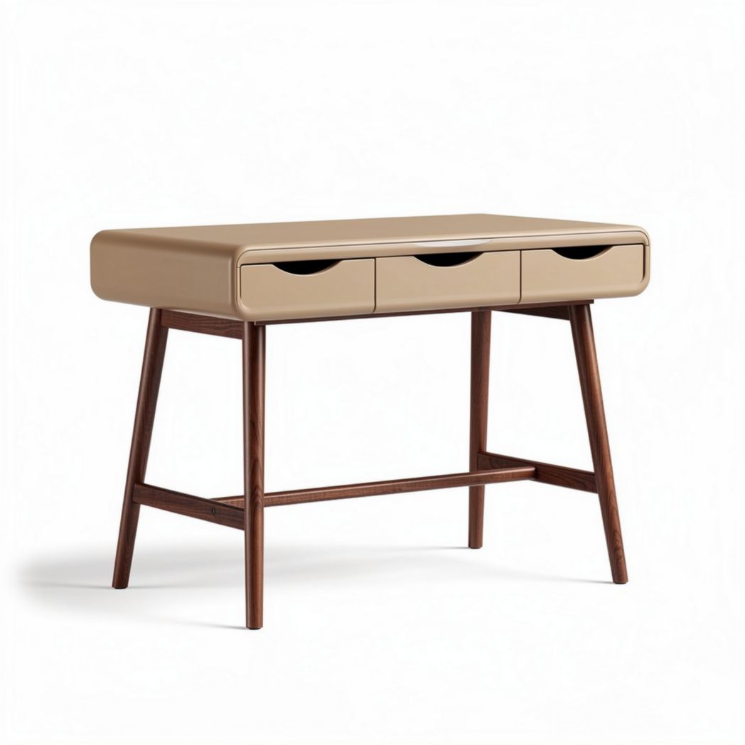 Bureau en bois couleur beige avec trois tiroirs dimensions 120 x 60 x 75cm