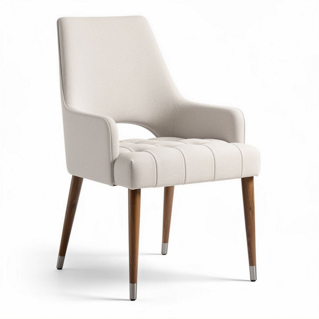 Chaise d'intérieur en tissu beige avec pieds en bois 60 x 60 x 85cm