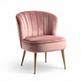 Fauteuil en velours rose avec pieds en métal doré 75 x 75 x 80cm