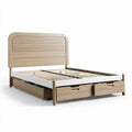 Lit en bois clair avec tiroirs de rangement sous le matelas 200 x 160 x 100cm