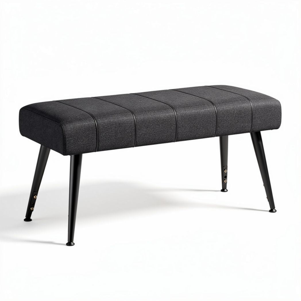 Banc en tissu noir avec pieds en métal dimensions 100 x 40 x 45cm